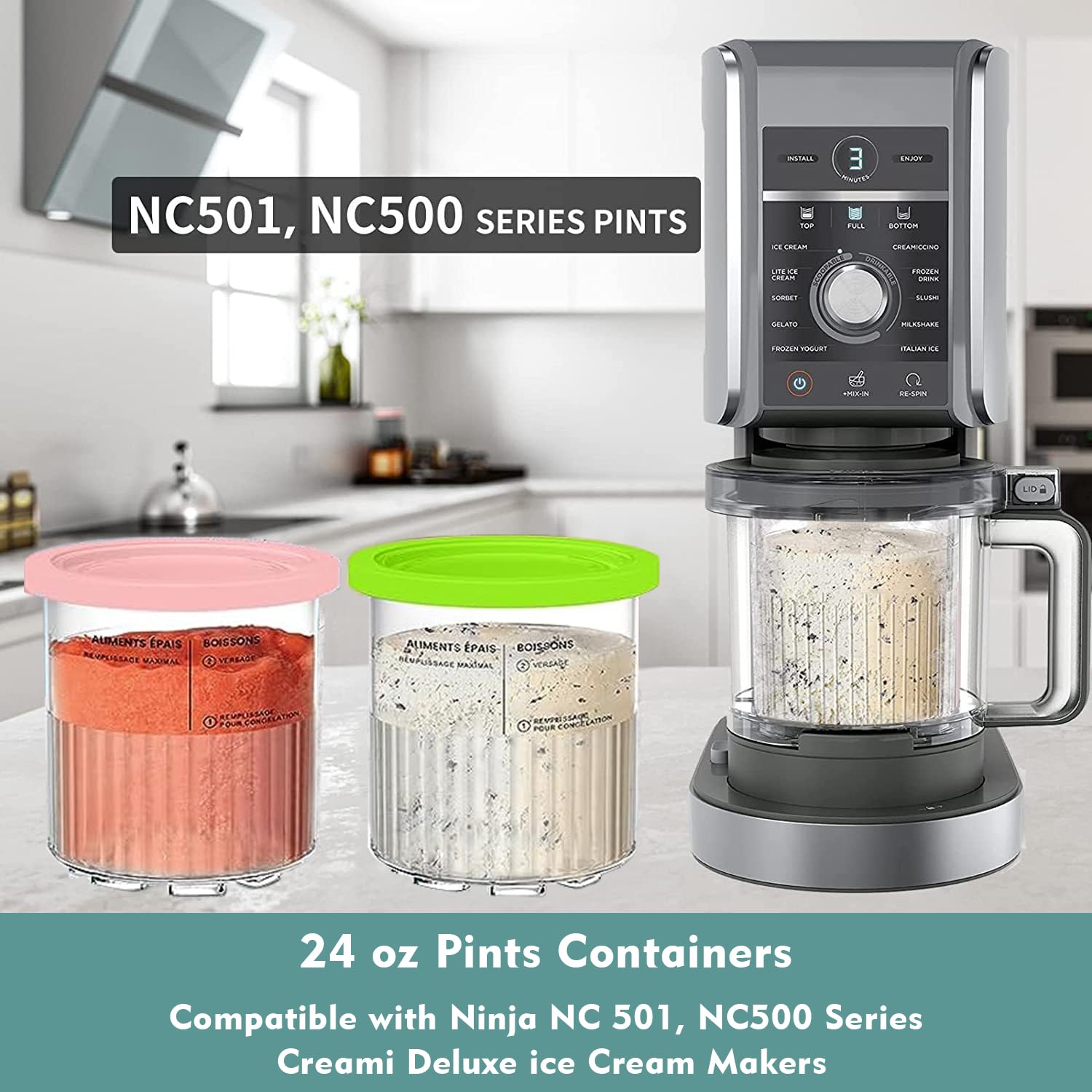 AFDLLDQM Ninja Creami Deluxe 24oz Pint lid demonstrates tight-seal design for leak-free storage
