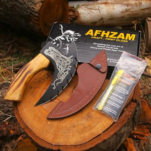 Afhzam Pizza Axe handle crafted from Pakkawood for ergonomic grip