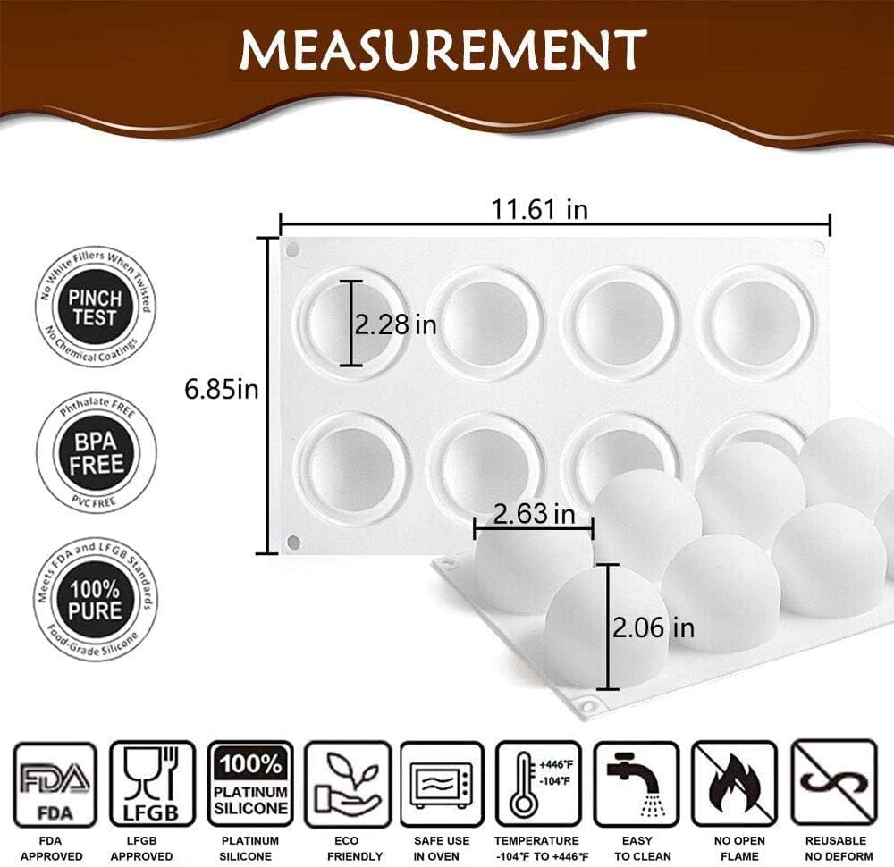 AFINSEA 3D ball sphere mold unmolded dessert demonstrates smooth release for mousse and cakes.