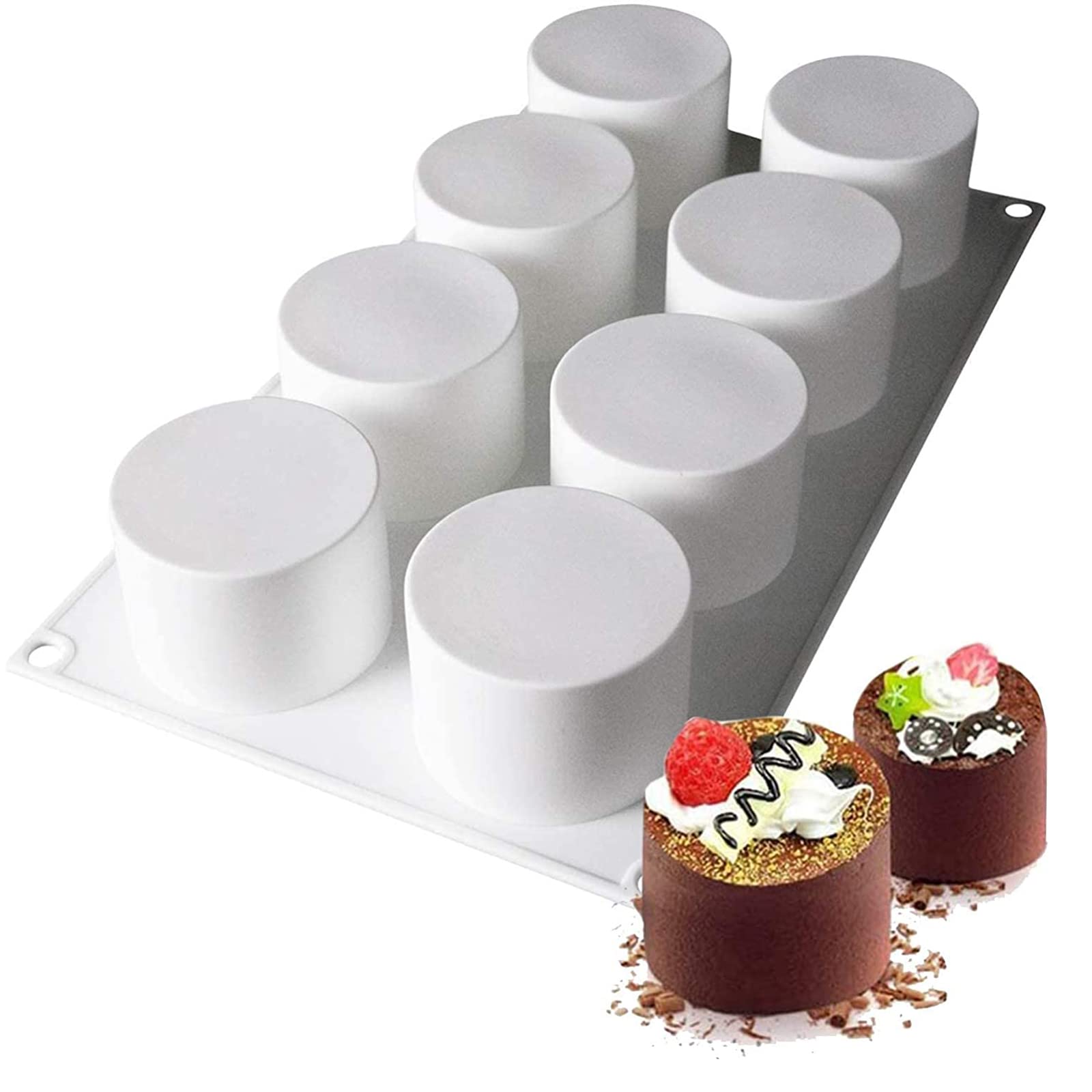 AFINSEA tall cylinder silicone mold with eight cavities and smooth release.