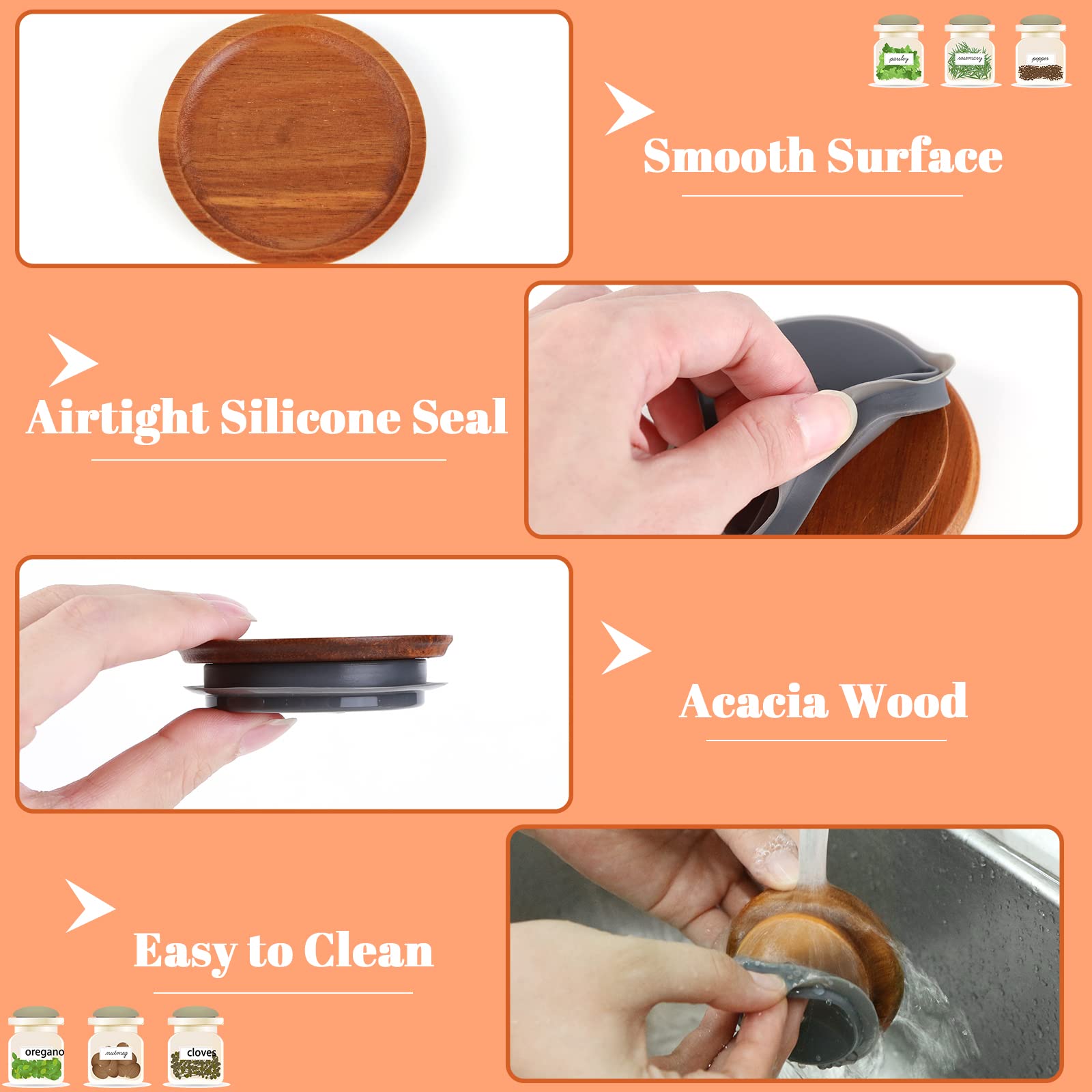 AFOROEOA silicone ring creates airtight seal on wide mouth lids for sauces and snacks