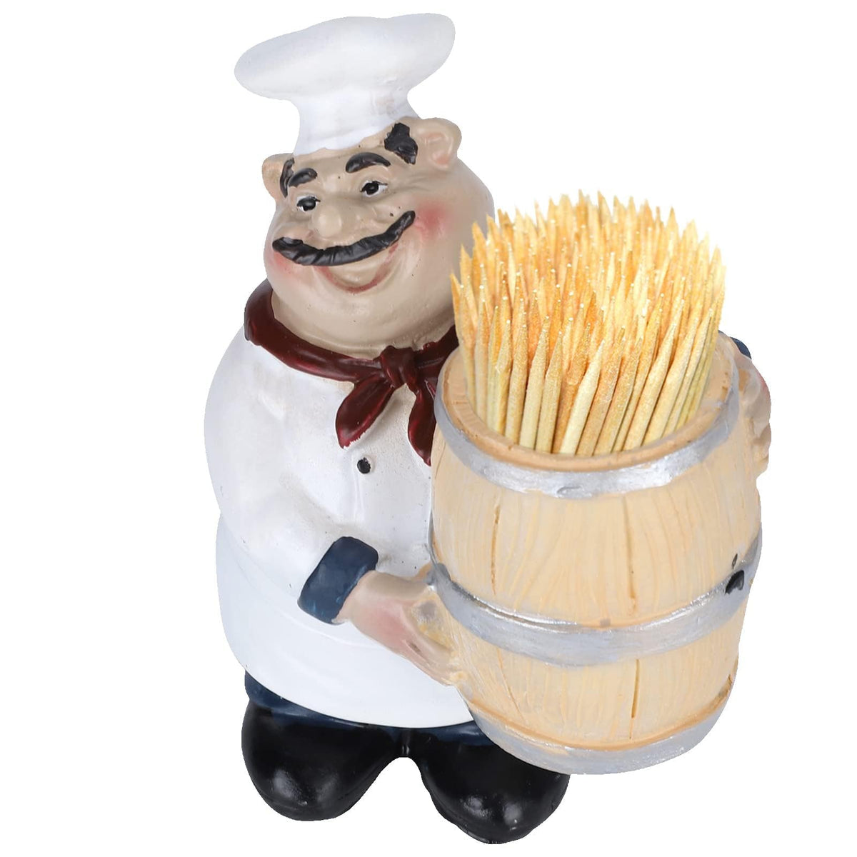 Agatige Italian chef statue toothpick holder on counter for easy access