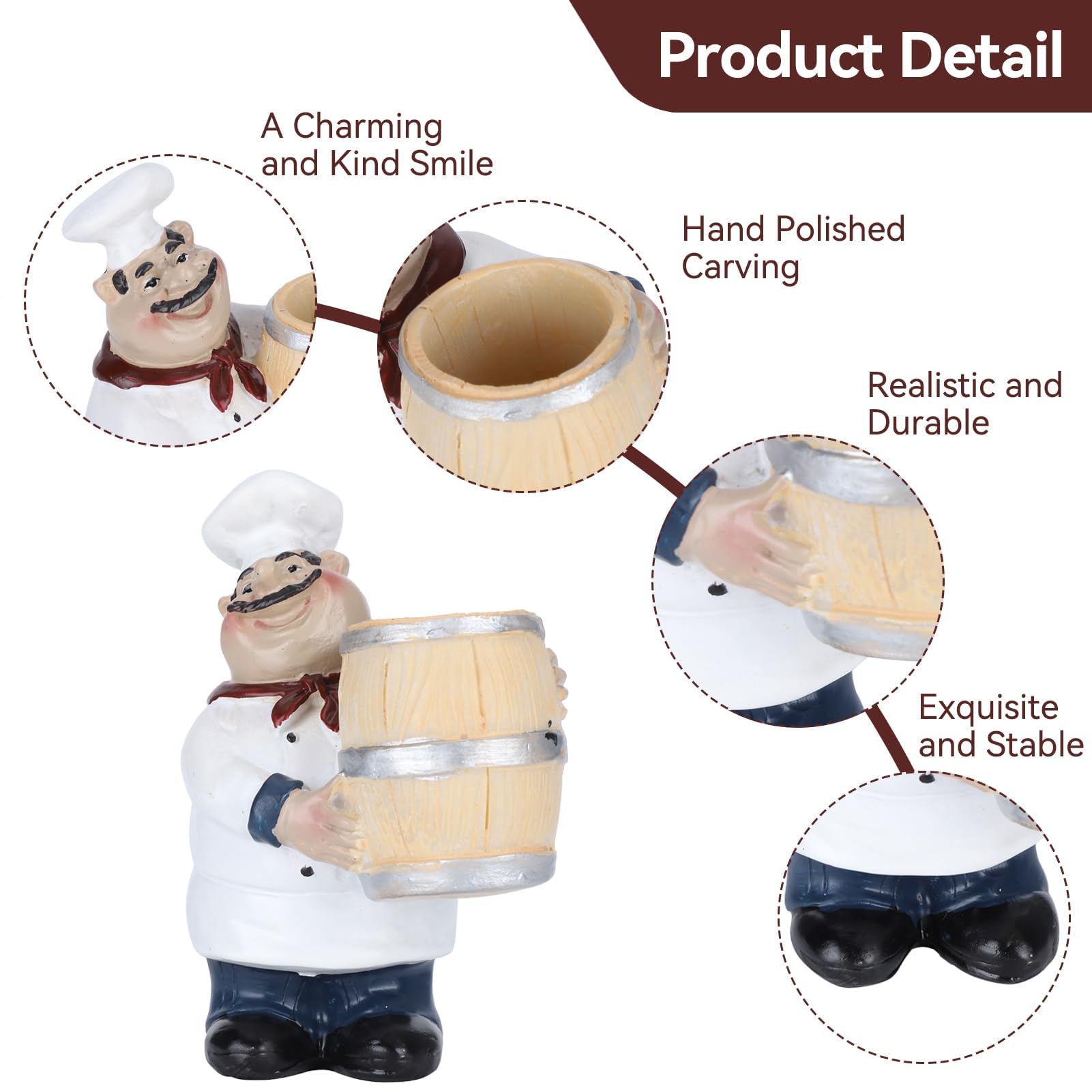Agatige resin chef figure serves as a welcome counter decoration