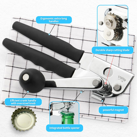 AGIgear commercial can opener with ergonomic long handles for comfortable extended use.