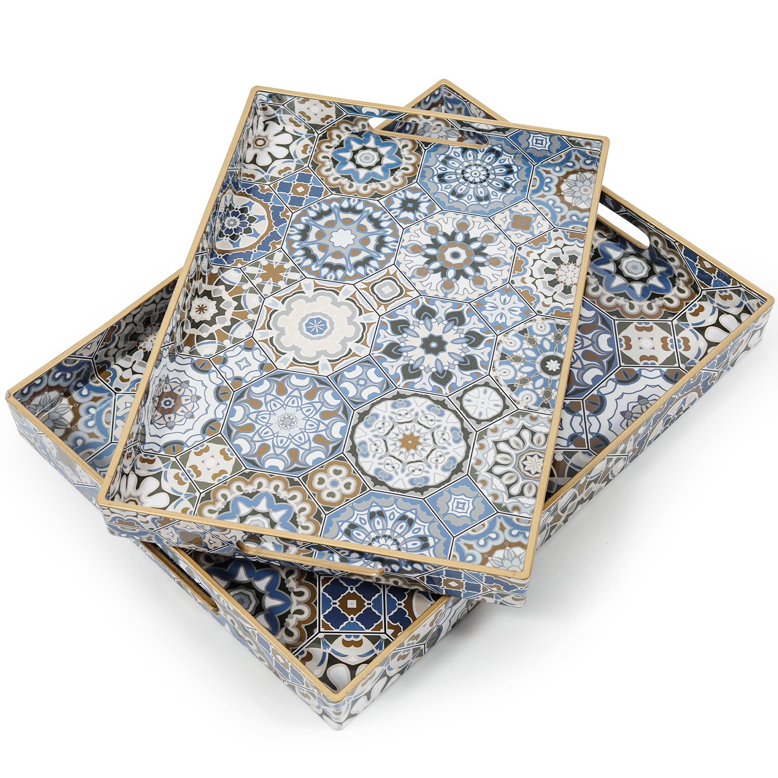 AGIOTA 2pc serving tray with handles in blue to simplify serving tasks
