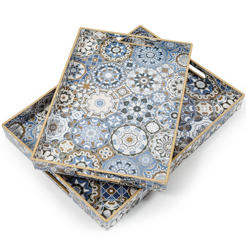 AGIOTA 2pc serving tray with handles in blue to simplify serving tasks