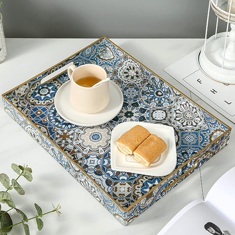 AGIOTA boho coffee table tray with handles for stylish serving