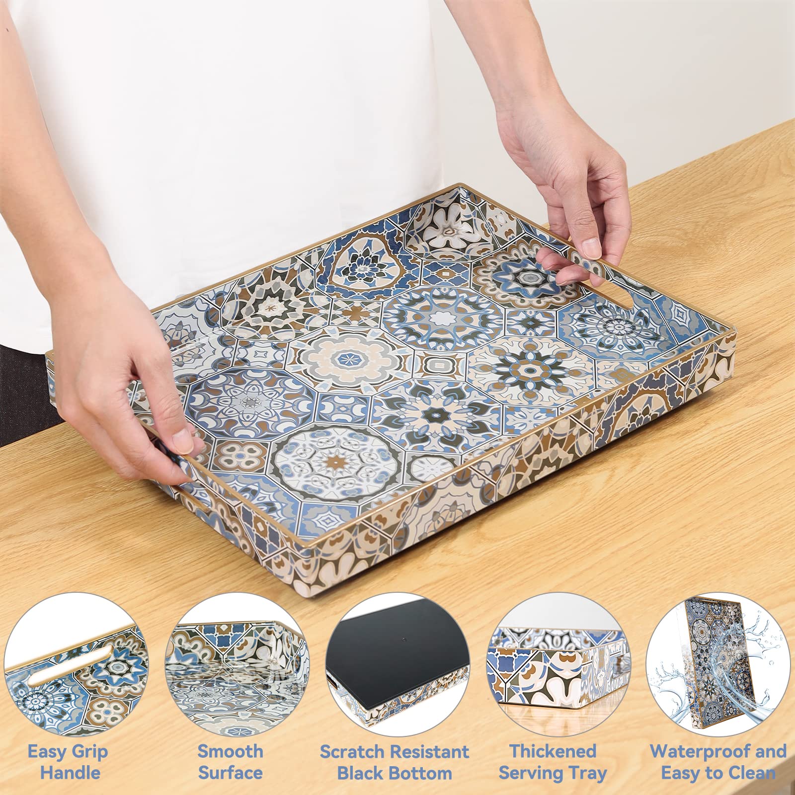 AGIOTA rectangle tray with vintage print design adds retro flair