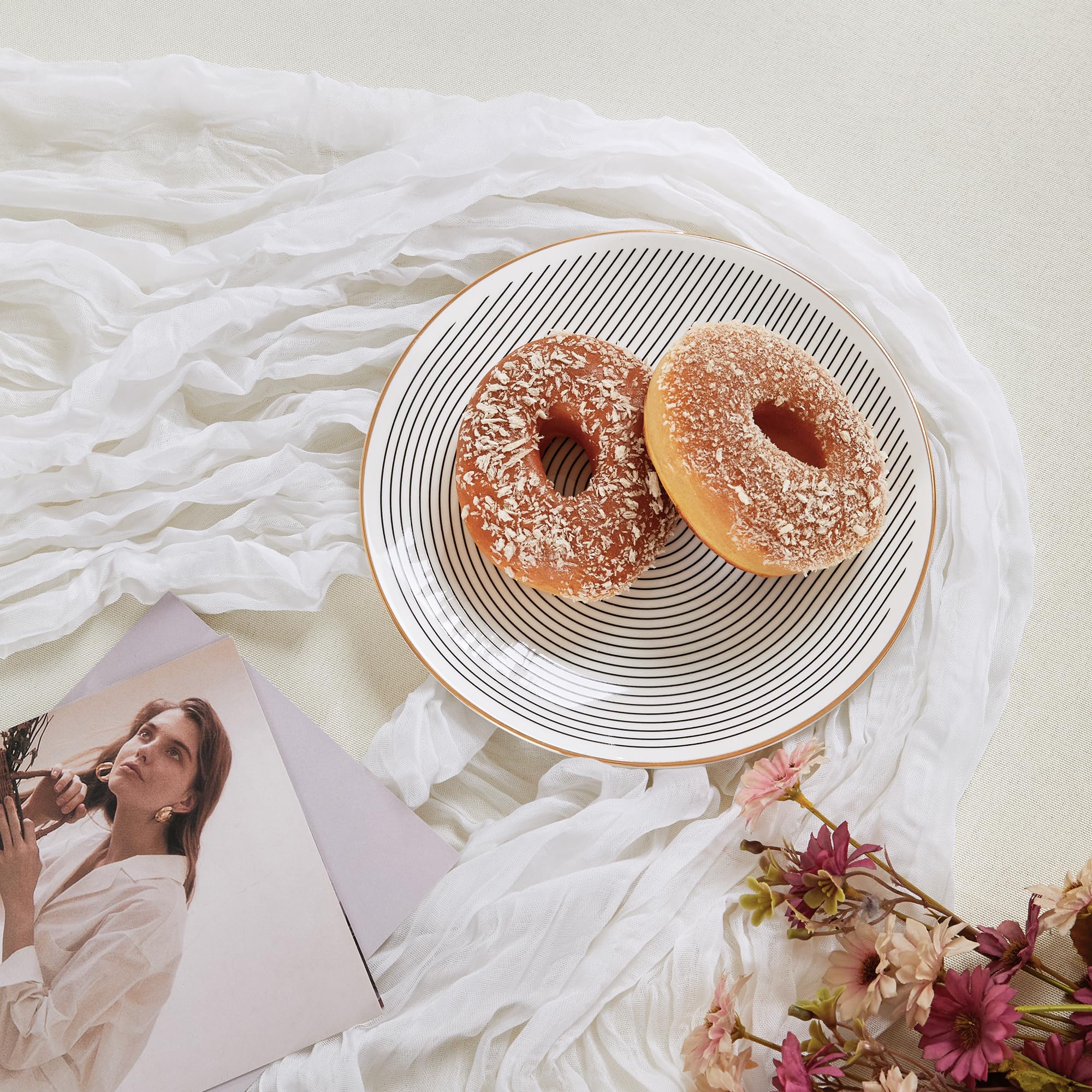 AGIRL boho rustic cheesecloth table runner enhances rustic banquet tables.