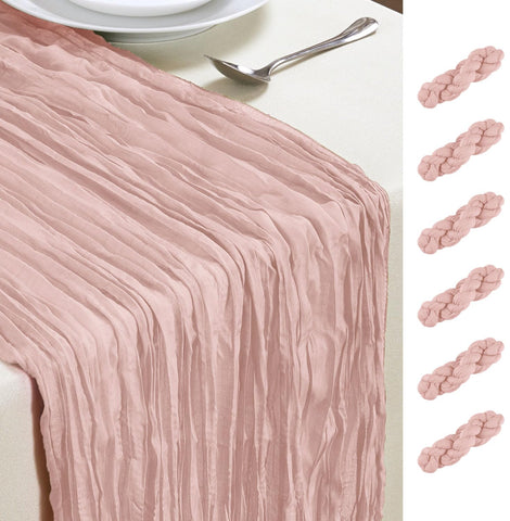 AGIRL dusty pink cheesecloth table runner 10ft adds boho elegance to wedding tables