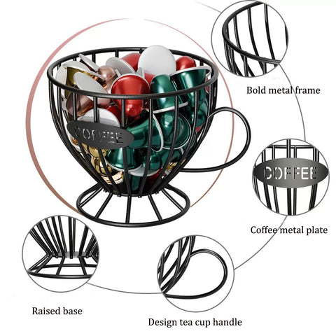 Agirlvct black coffee pod organizer on kitchen surface