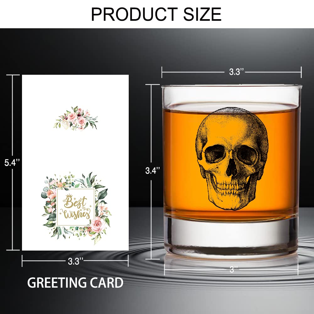 AGMDESIGN Skeleton Skull Whiskey Glass side view ideal for Halloween celebrations.