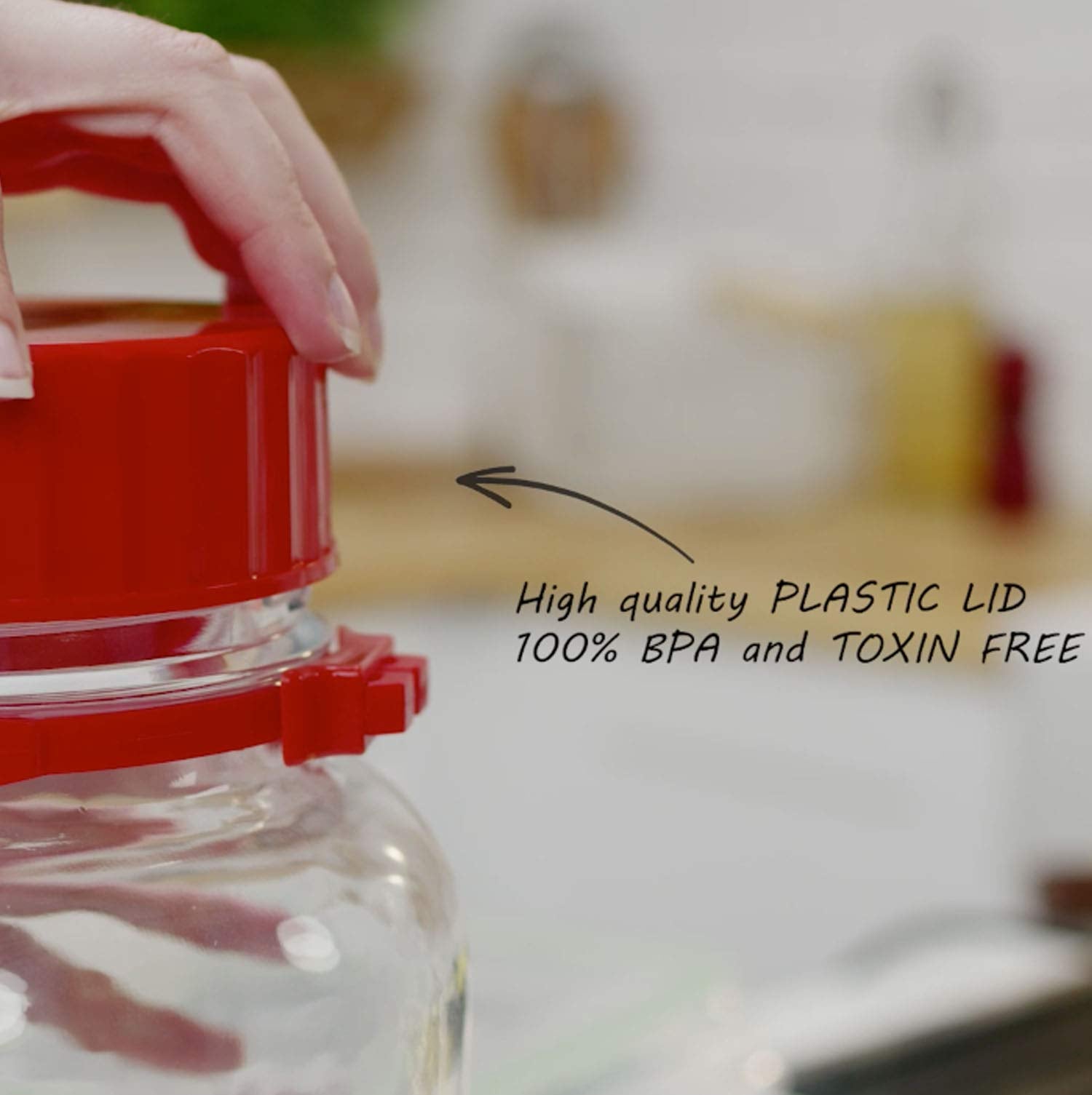 AGTRADE glass jar stores dairy or water while staying fresh.