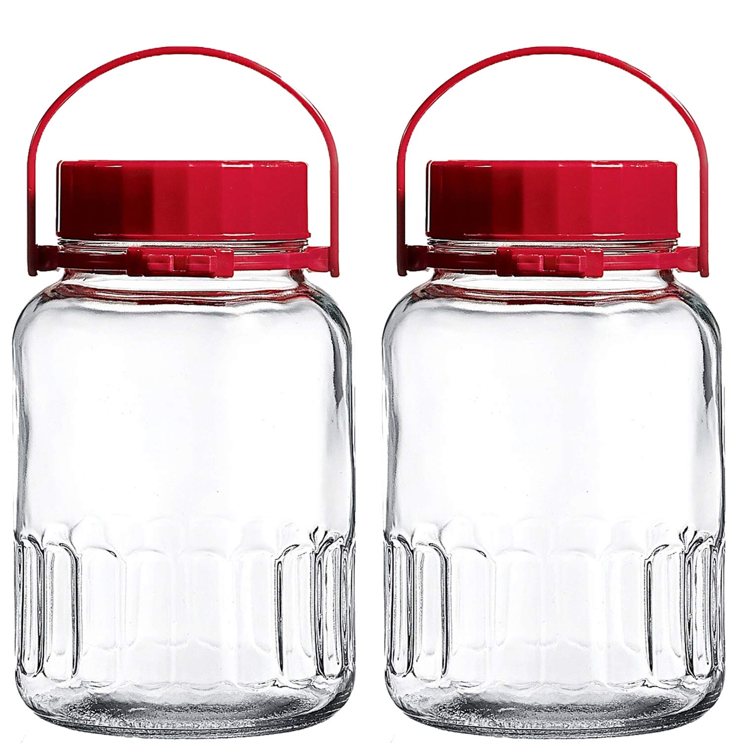 AGTRADE two 1-gallon mason jars with lids and handles for fermentation and bulk storage.