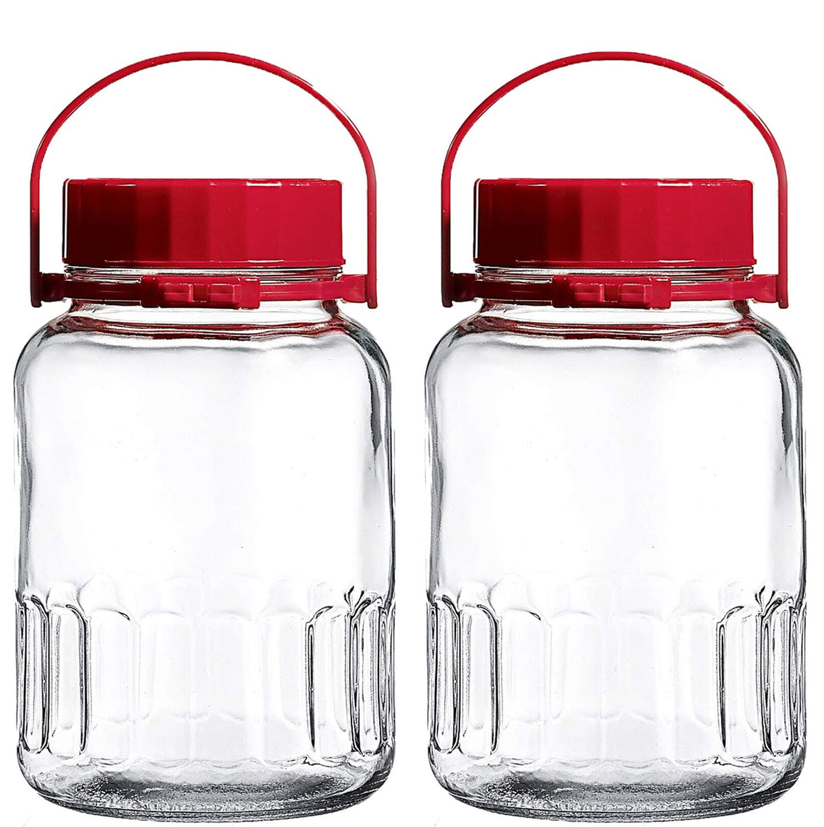 AGTRADE two 1-gallon mason jars with lids and handles for fermentation and bulk storage.