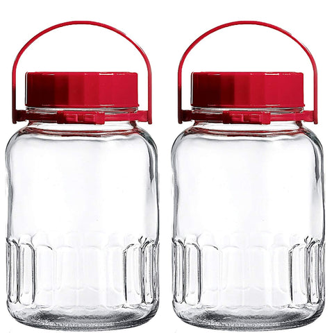 AGTRADE two 1-gallon mason jars with lids and handles for fermentation and bulk storage.
