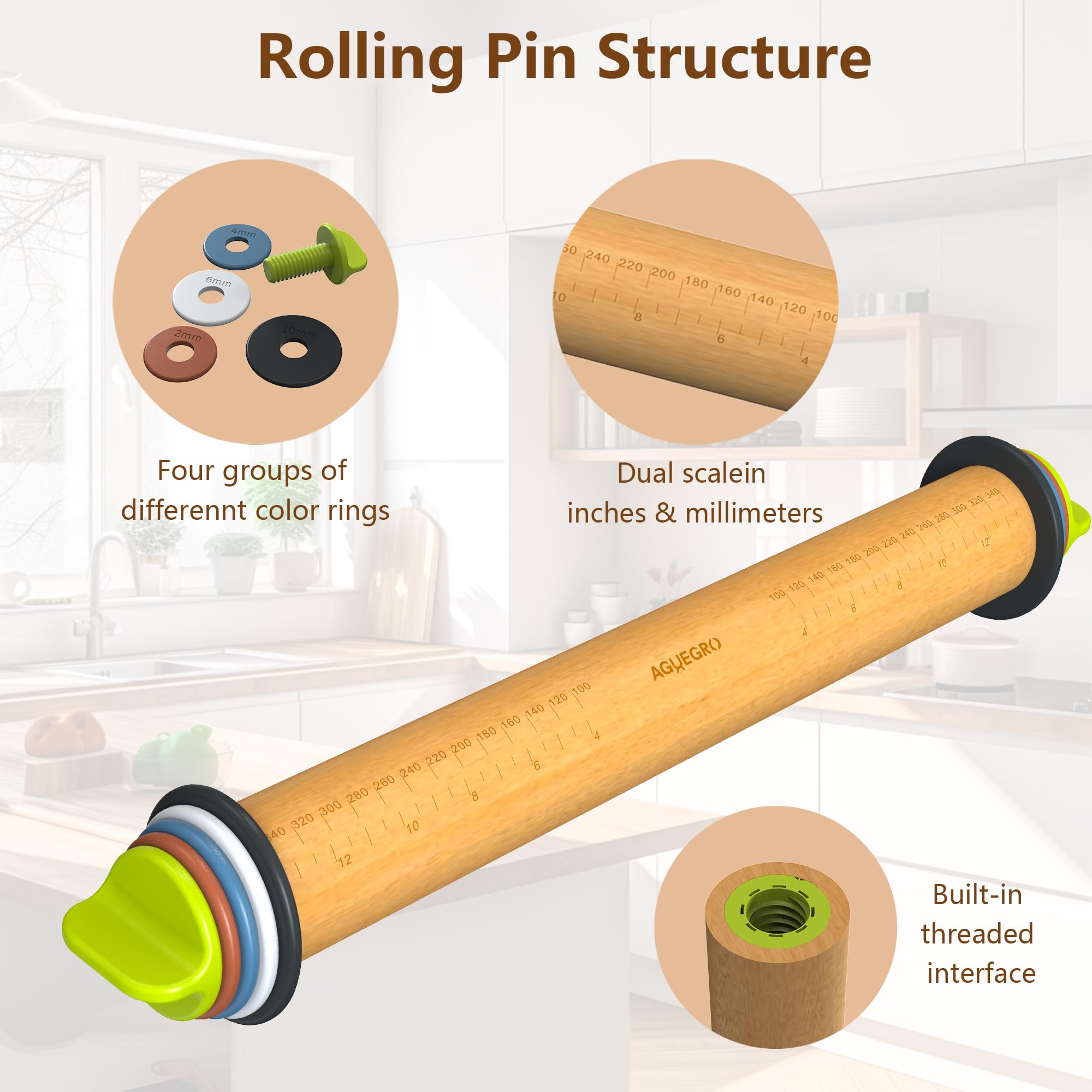 Care steps for Aguegro rolling pin: wipe, oil, and air-dry after use.
