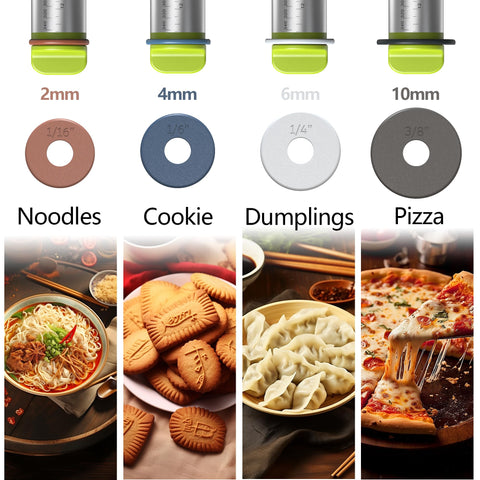 Aguegro thickness rings set offers four heights for customizable dough thickness.