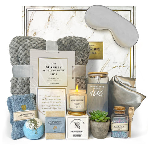 AHAGIFTREE Get Well 12pc gray basket, ideal for thoughtful premium gifts.