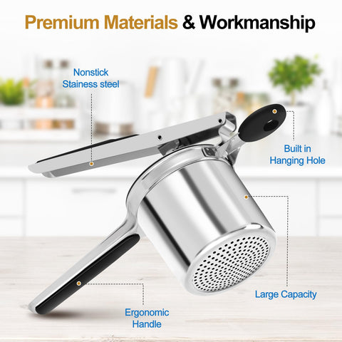 AHFLRITO potato ricer ergonomic handle for comfortable leverage