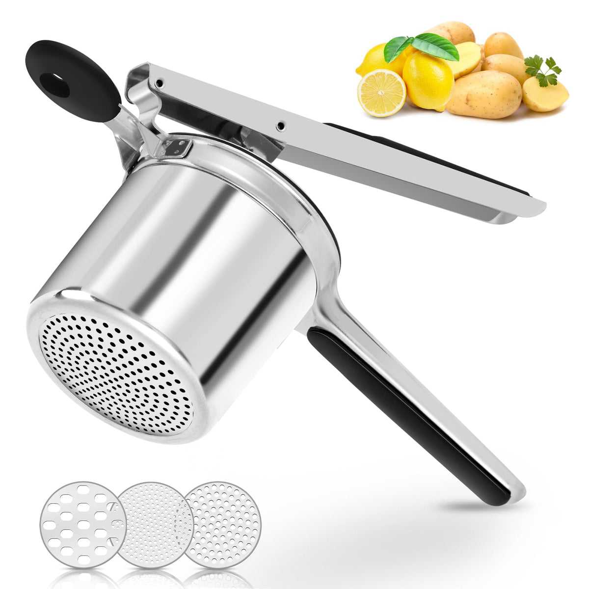AHFLRITO potato ricer with large deep basket for smooth, lump-free mash