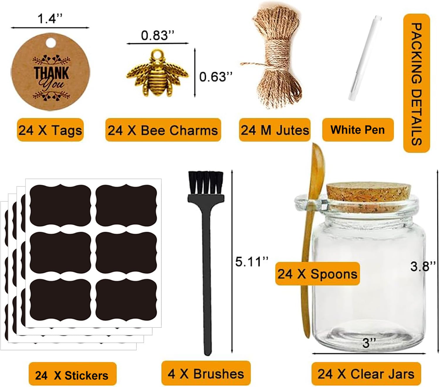 Ahhute bamboo lids 24-pack – natural lids that seal jars securely for spices or scrubs.