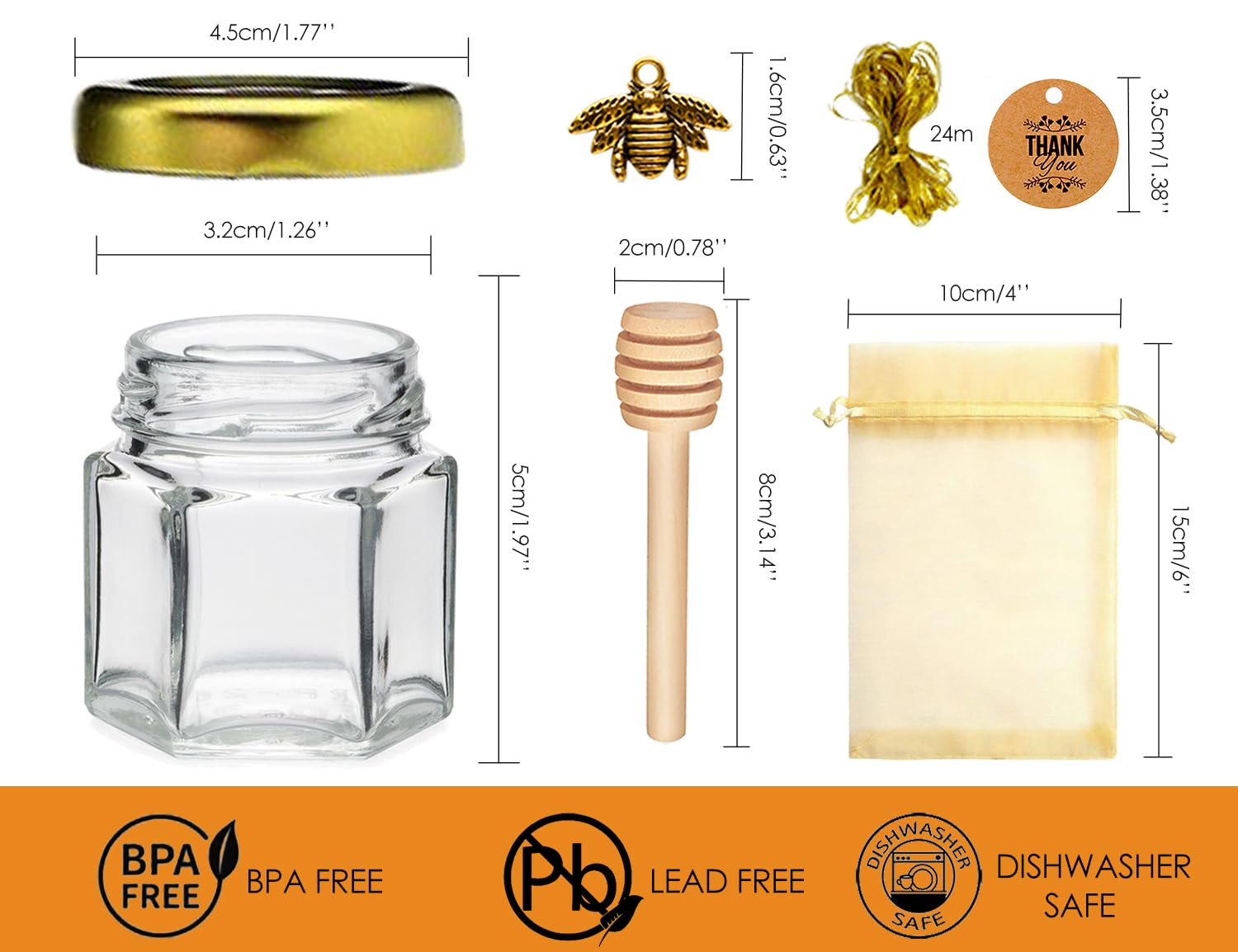 Ahhute mini honey jar with gold lid, elegant packaging for gifts.