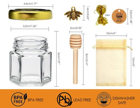 Ahhute mini honey jar with gold lid, elegant packaging for gifts.