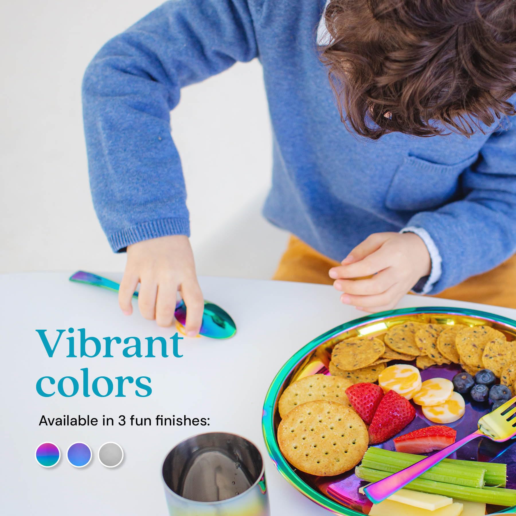 Ahimsa pediatrician-designed plate offers a plastic-free metal option.