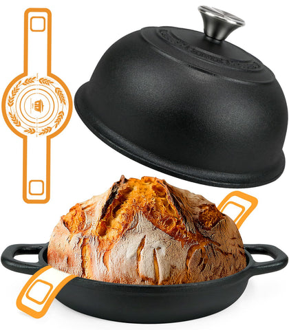 AHJ 5QT Dutch oven with domed lid enhances crust and steam control