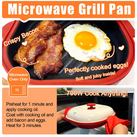 AHJ bacon tray with grease-splatter cover reduces mess during cooking.