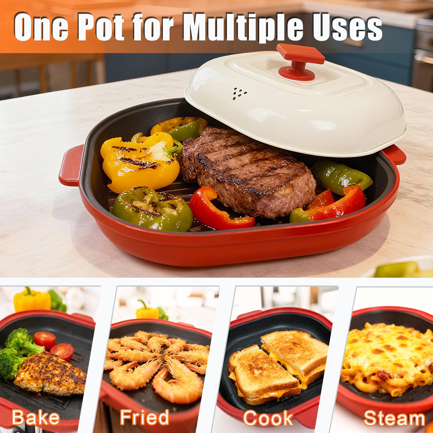 AHJ non-stick coating ensures easy cleanup after grilling in the microwave.