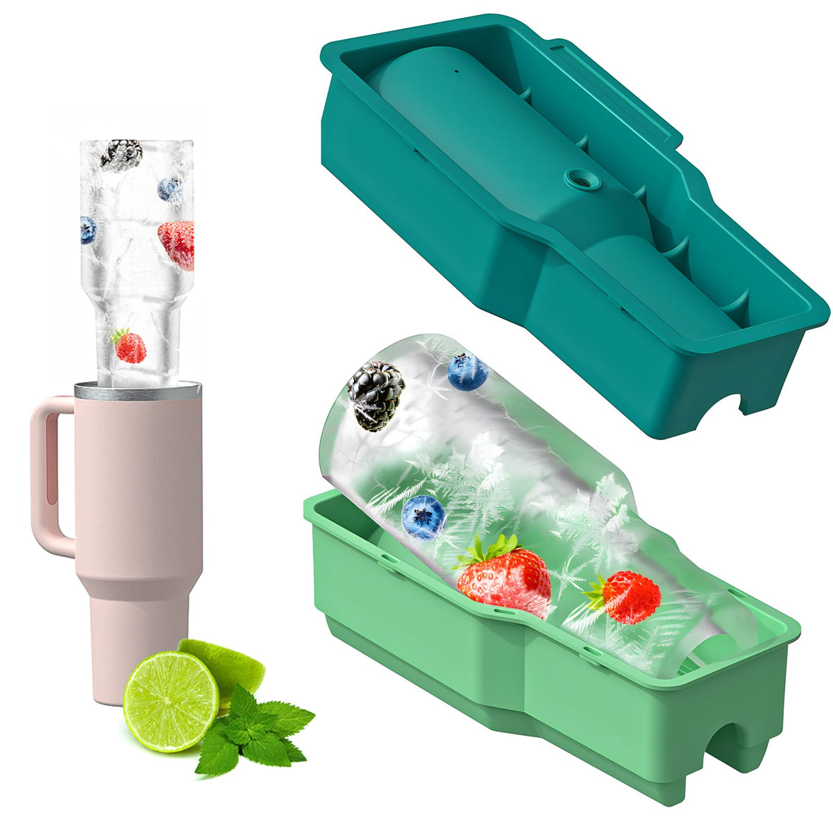 Ahorasky tumbler ice mold with lid creates large slow-melting cubes for Stanley-style tumblers