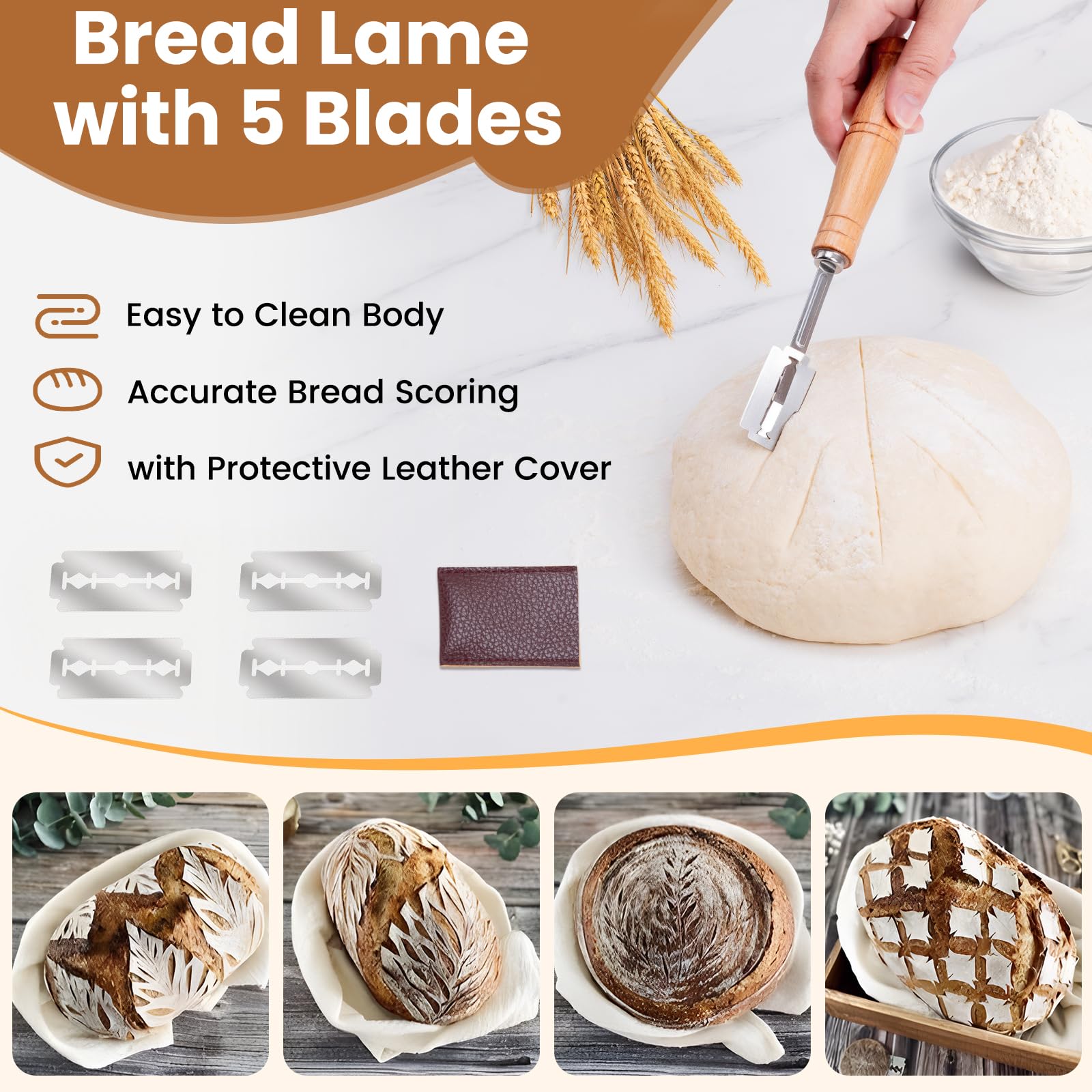 AHUAWA bench scraper for portioning dough and cleaning counters.