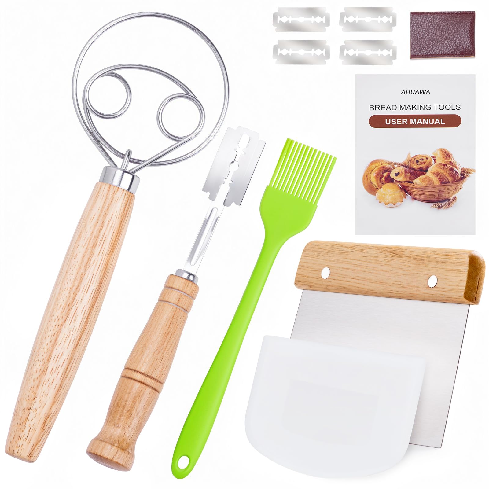 AHUAWA Danish dough whisk for fast, even dough mixing.
