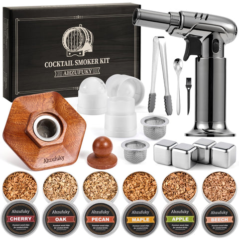 Ahzufuky whiskey smoker kit with torch ready for bar-quality smoked cocktails