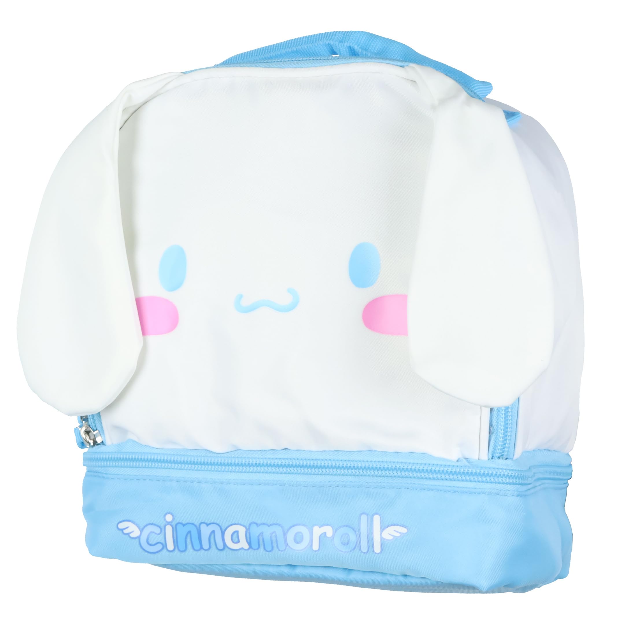 AI ACCESSORY INNOVATIONS Hello Kitty Cinnamoroll lunch tote top compartment keeps snacks organized.
