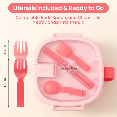 AI LOVE PEACE built-in utensils in the lid offer convenient dining anywhere.