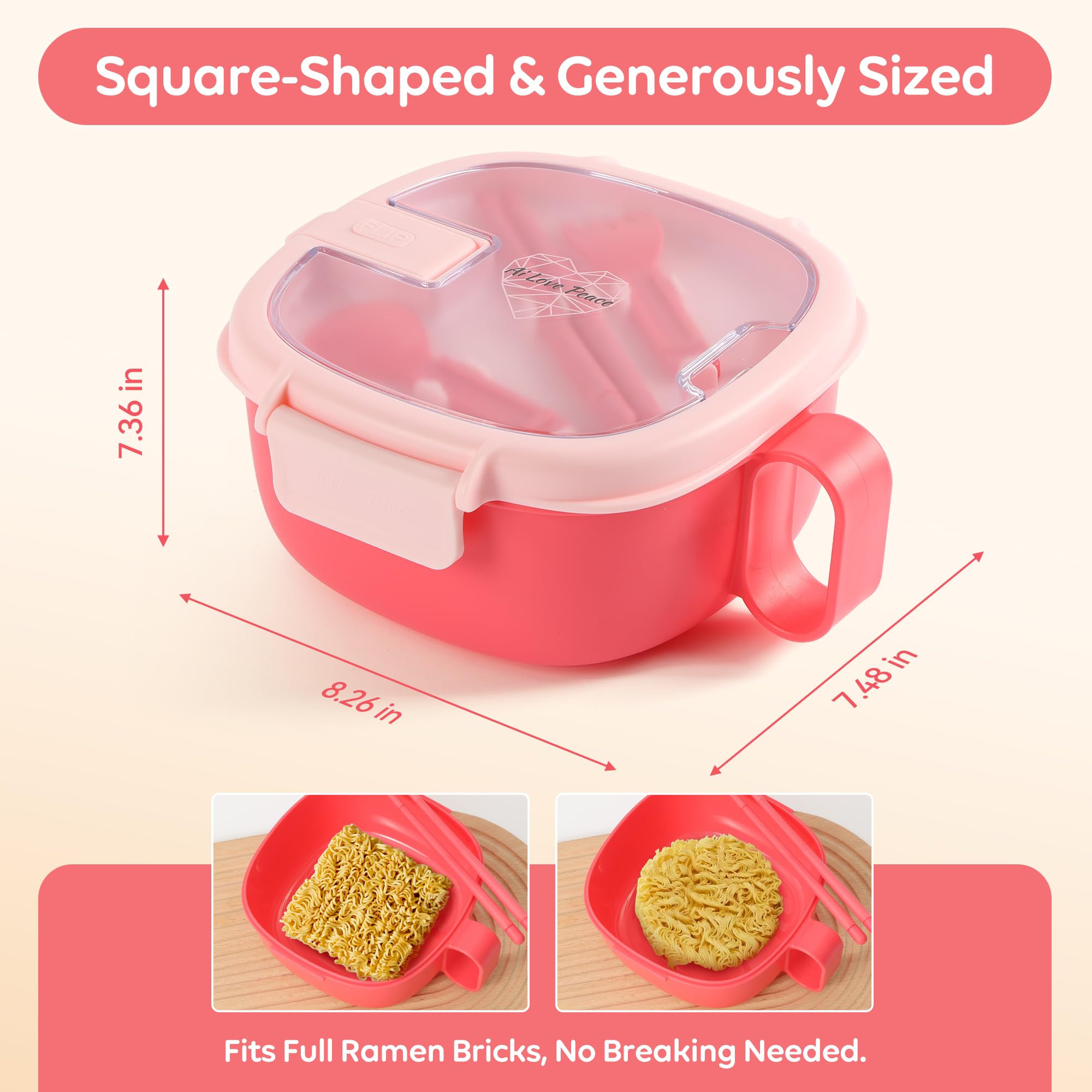 AI LOVE PEACE dishwasher-safe ramen bowl simplifies cleanup after meals.