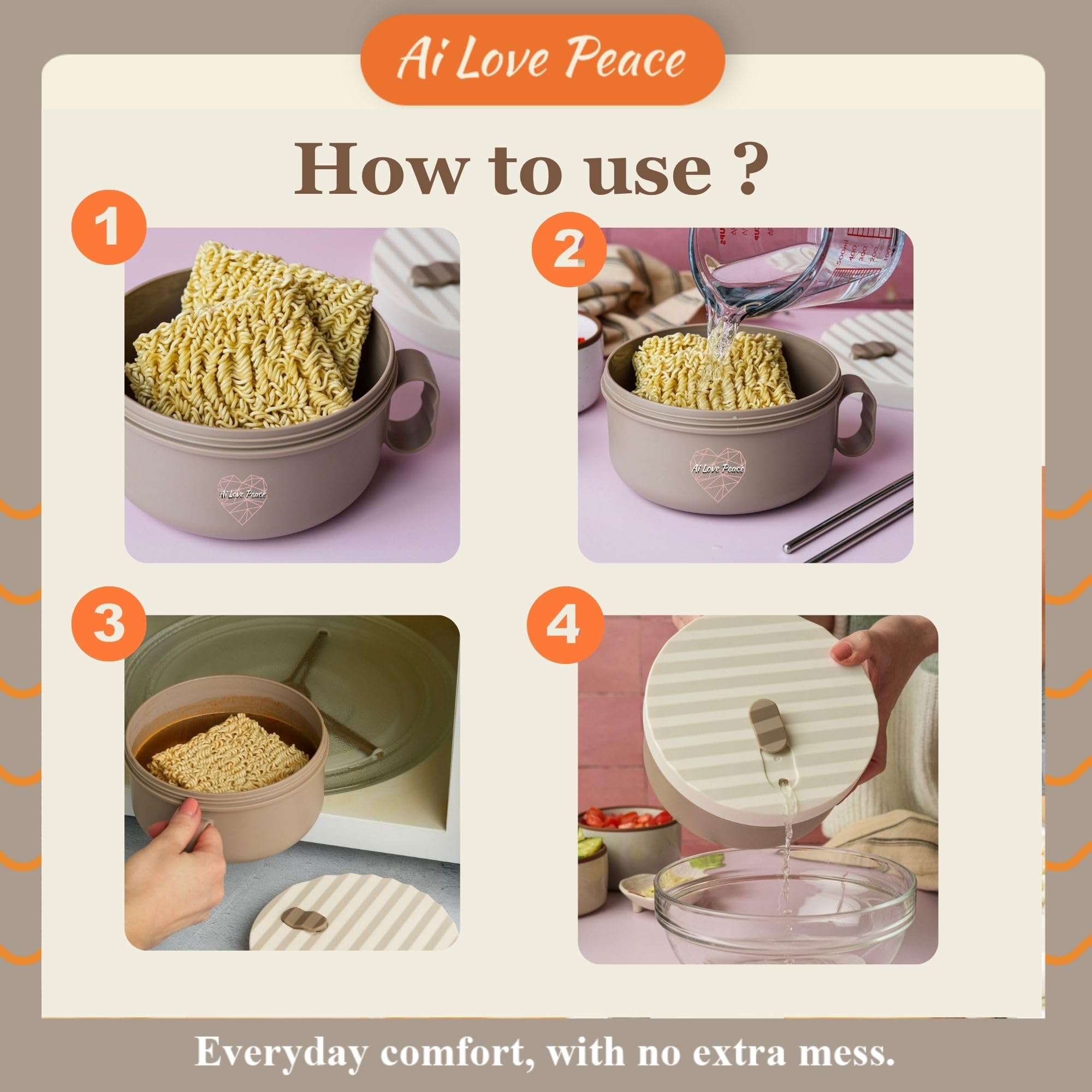 AI LOVE PEACE ramen bowl gift-ready packaging.