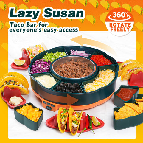 AIBAOLAO taco bar with 6 trays and 4 holders keeps ingredients organized