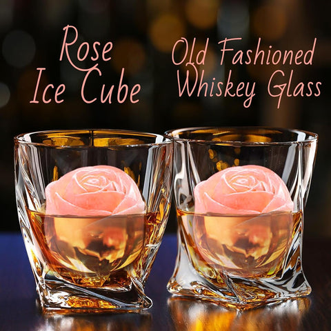 Aibirui 2-inch rose cube mold for longer-lasting whiskey chilling.