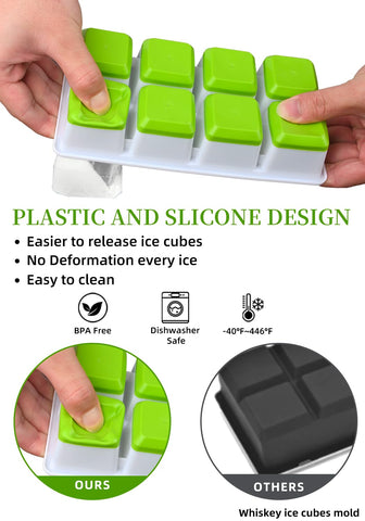 Aibirui one-push release design lets you pop out 8 perfect cubes at a time.