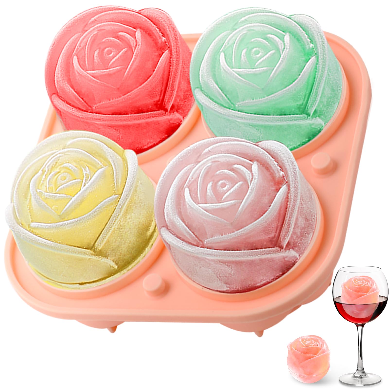 Aibirui rose ice ball mold yields elegant 2-inch ice spheres for slow-melting drinks.