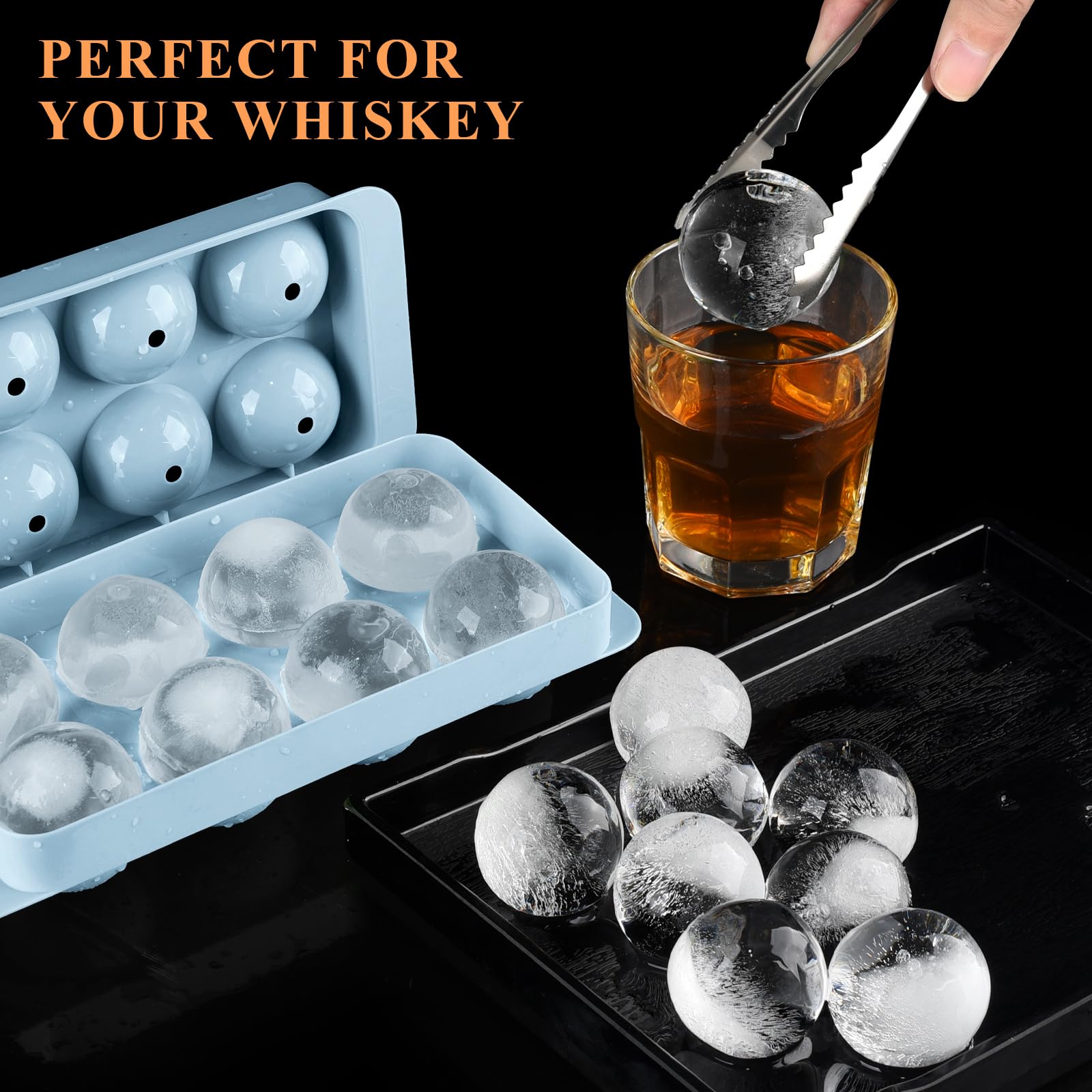 Aibirui round ice cube tray stores eight cubes securely in the fridge.