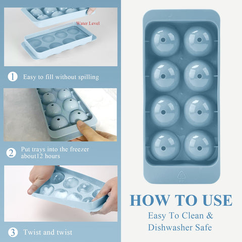 Aibirui round ice mold allows easy twist release of eight ice spheres.