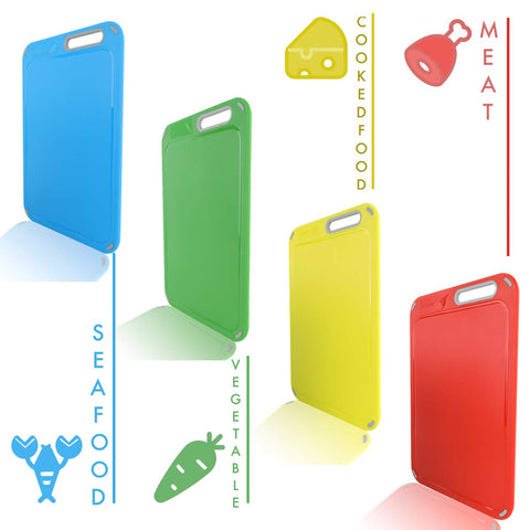 Aichoof yellow board for cooked foods and bread, keeps prep sanitary.