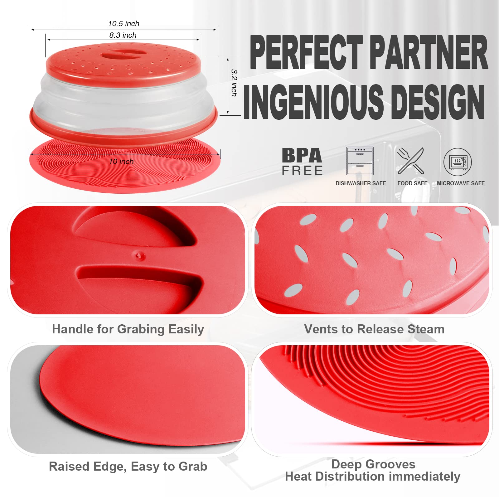Aidacom 10.5-inch diameter cover fits most bowls for mess-free heating