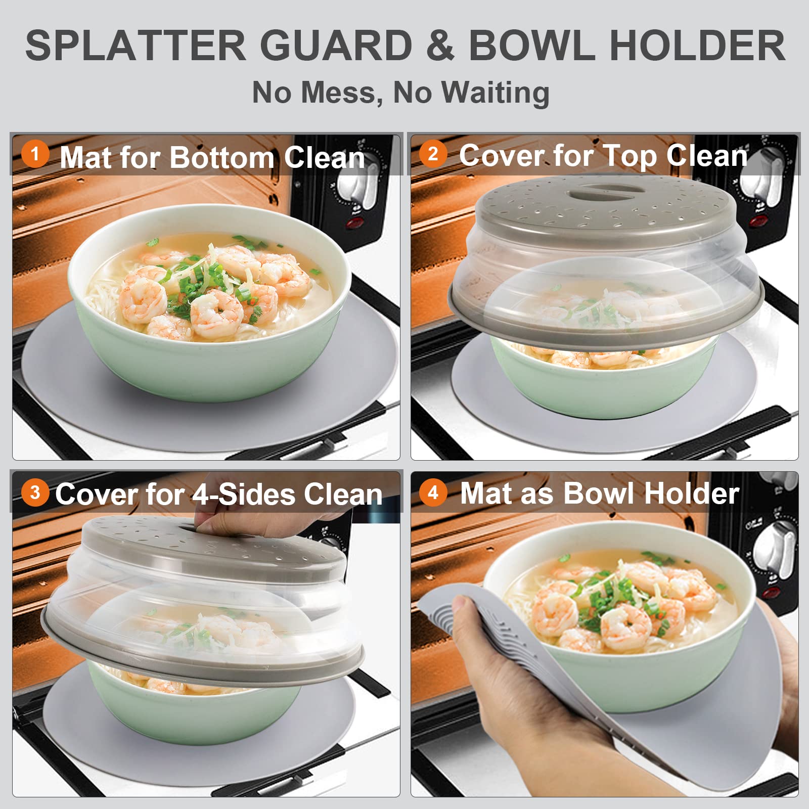 Aidacom microwave cover splatter guard protects counters from splashes