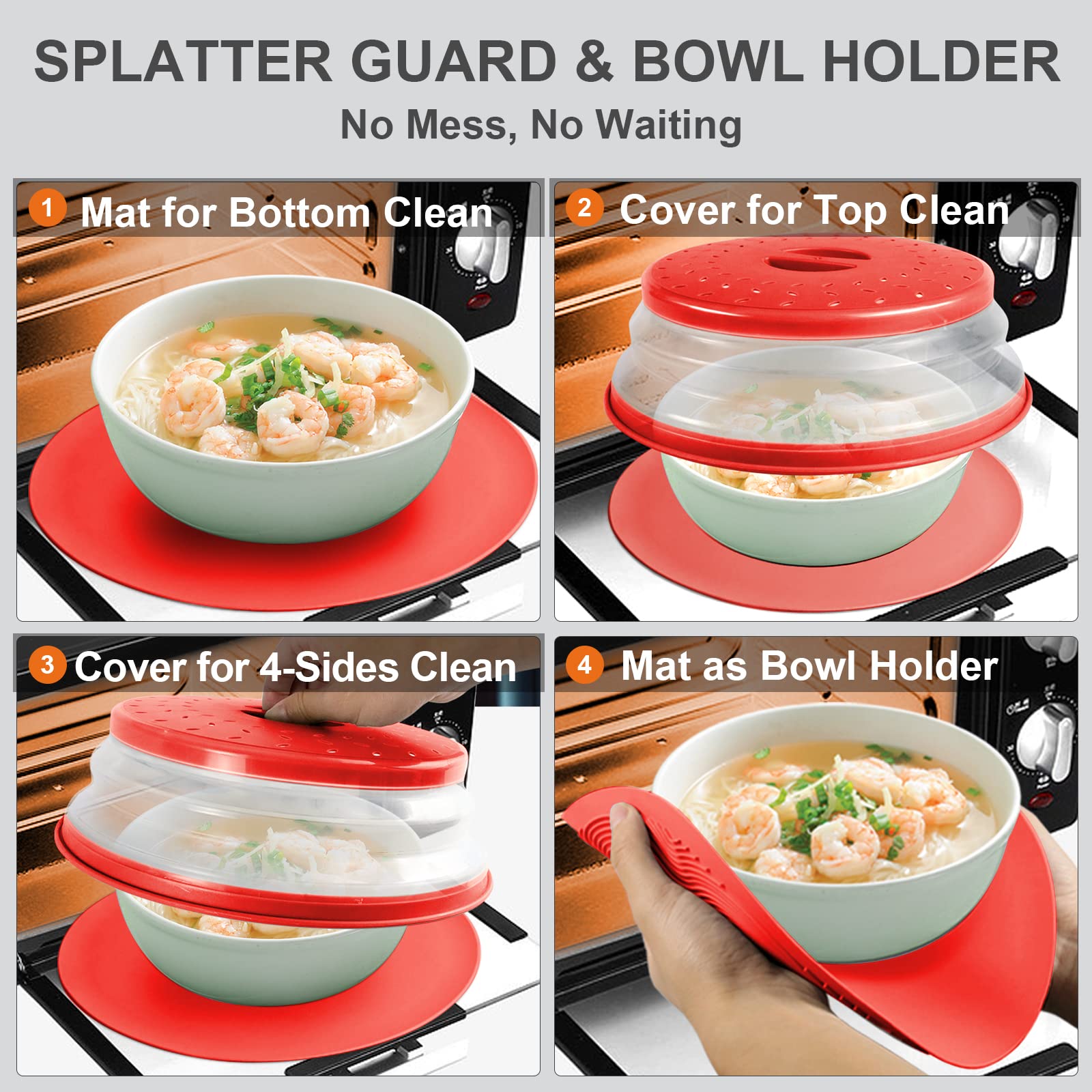 Aidacom vented-top microwave cover with handle enables safe, controlled steam release